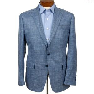 Joseph Abboud Wool Silk Linen Luxury Coat Blazer Light Blue Italian Fabric 42R